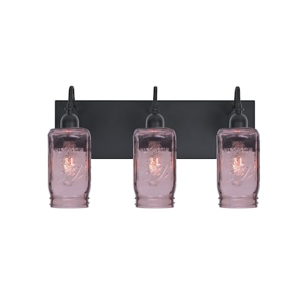 Besa Lighting Milo 4 Vanity, Purple, Black, 3x60W Incandescent 3WG-MILO4PL-BK